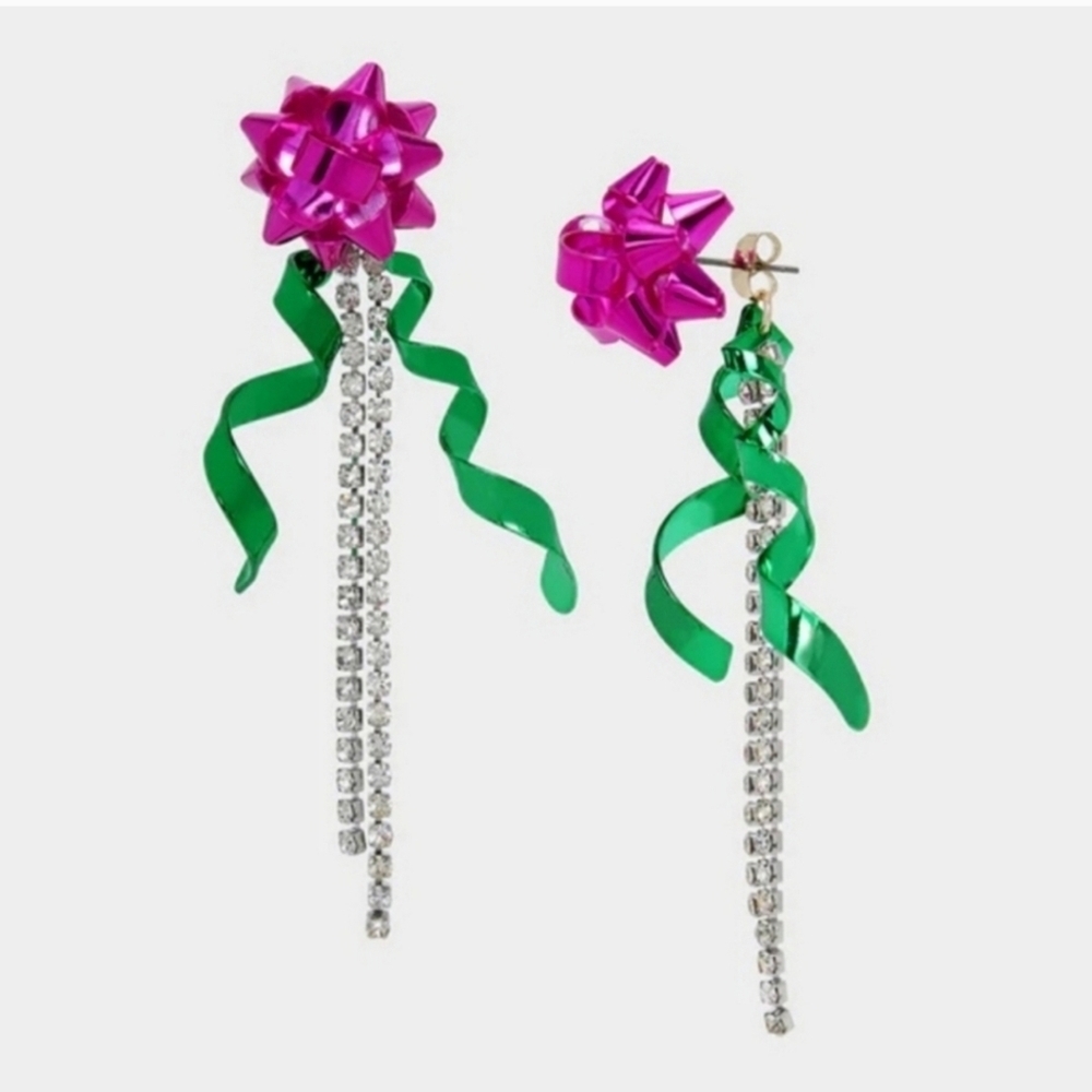 💕▪️Betsey Johnson ▪️Christmas Bow Dangling Earrings